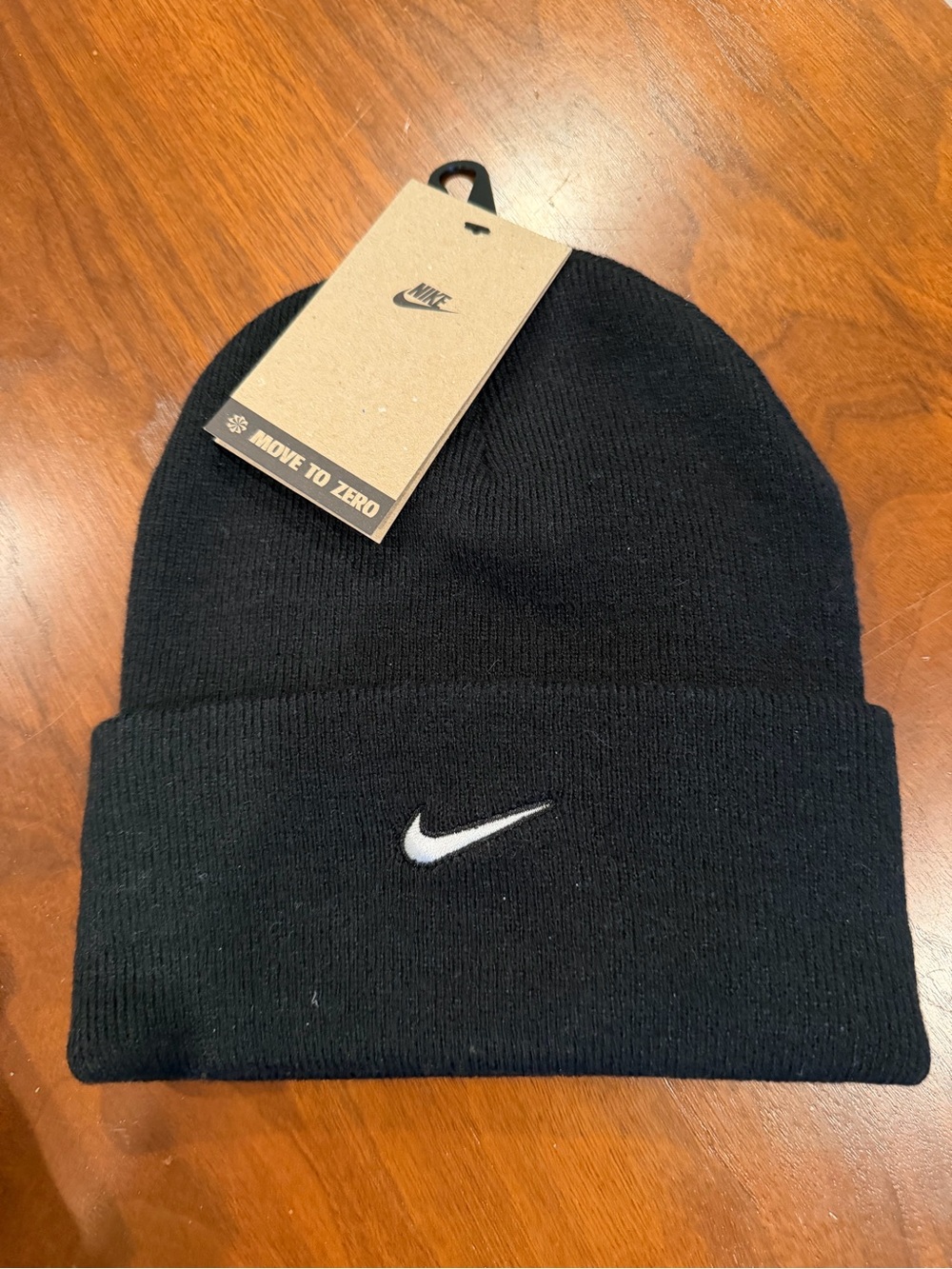 Nike Black Knit Beanie with White Swoosh